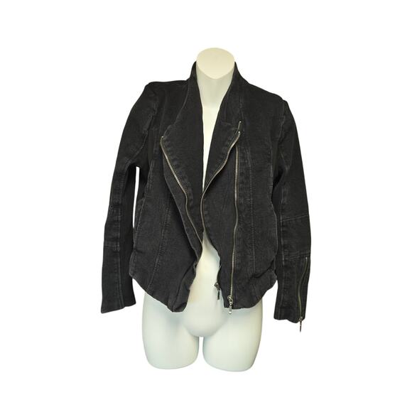BlankNYC Women Small Jacket Dual Zipper Crepe Mesh Asymmetrical Motor City Moto - Picture 3 of 16